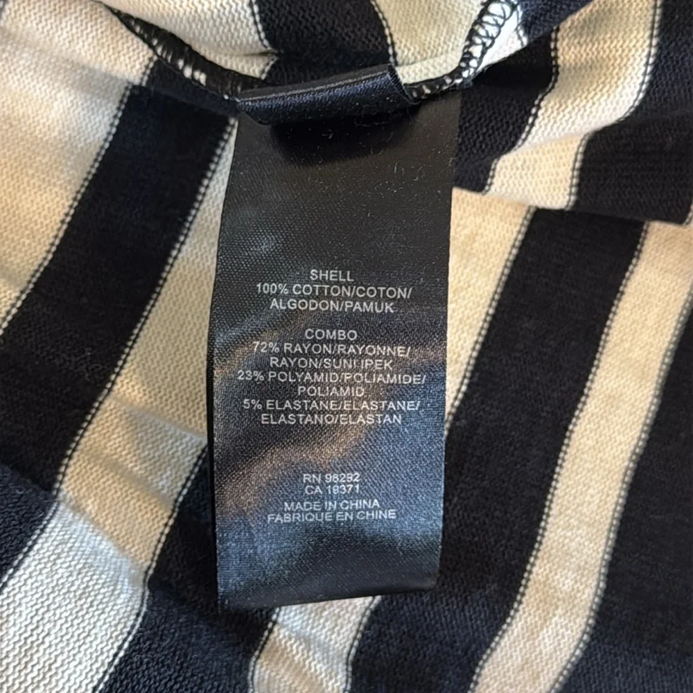 Tibi Women’s Striped Knit Dress Fit Flare Short Sleeves Black/White Size 2 New